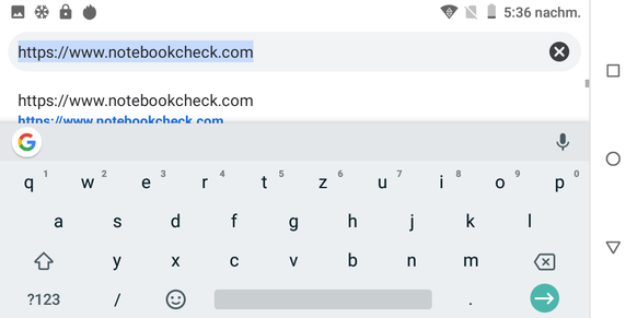 Using the default keyboard in landscape mode