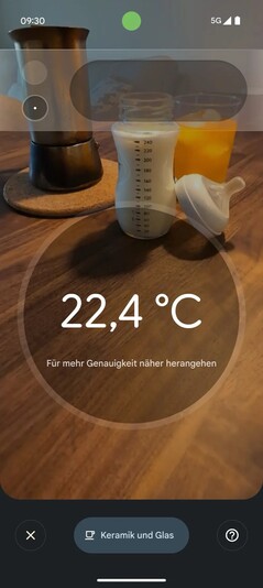 The thermometer app also has a live view on the Pixel 8 Pro.