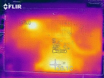 Heat map of the bottom of the device at idle