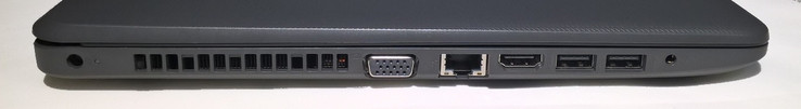 Left side: Power supply, VGA, Gigabit-LAN, HDMI, 2x USB 3.0, combined audio connection