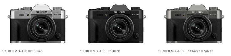 The Fujifilm X-T30 III mirrorless digital camera comes in three colors. (Image source: Fujifilm)