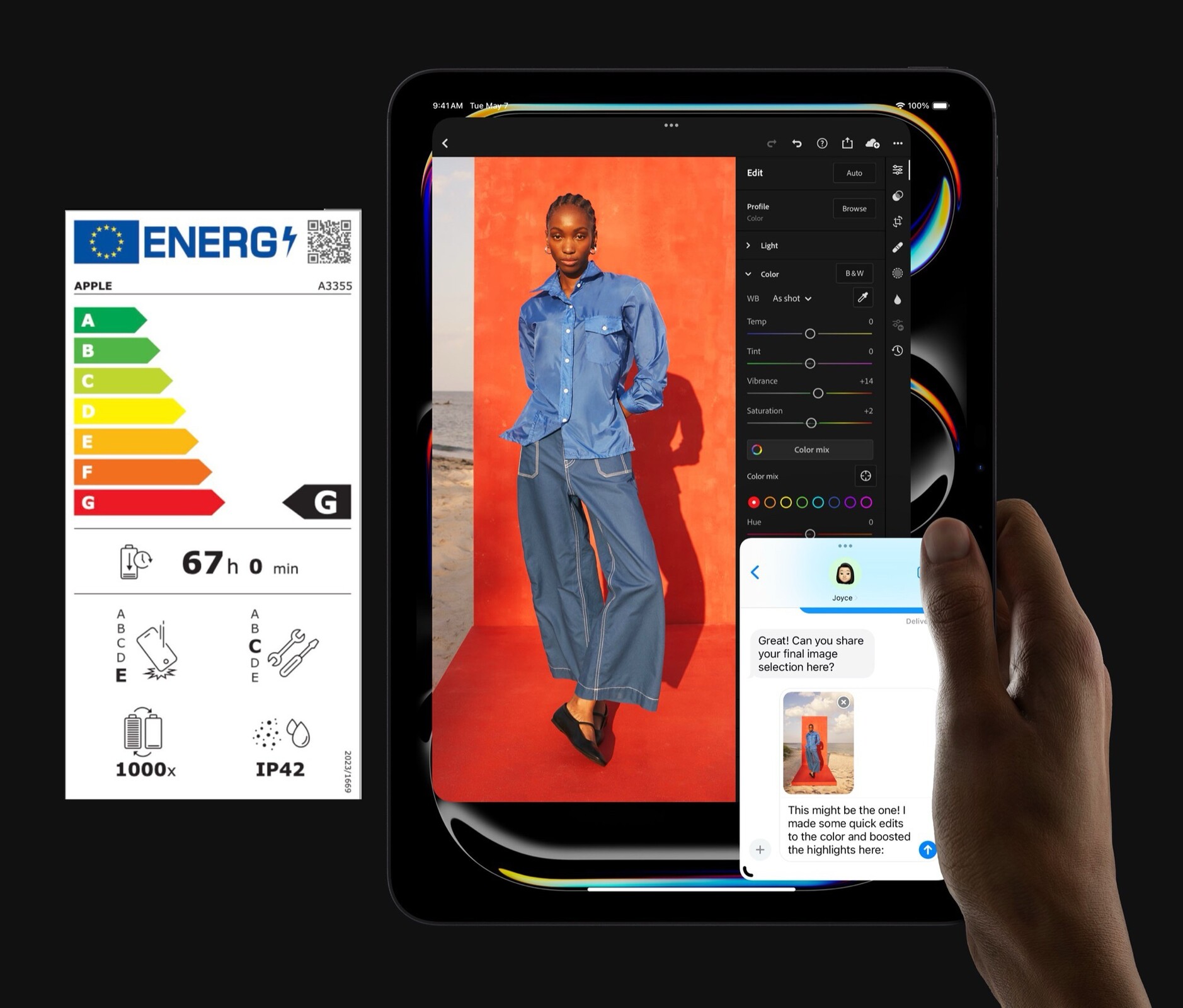 The Apple iPad Pro receives the worst rating from the new EU energy label. (Image source: Apple, edited)