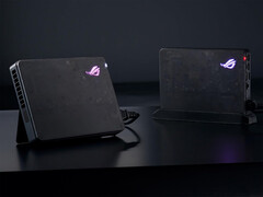 Asus includes a simple stand with its ROG XG Mobile 2025 eGPUs. (Image source: Asus)