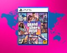 GTA 6 PS5 box shown with world map