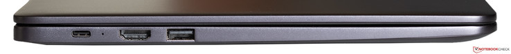 Left side: 1x USB 3.1 Gen1 Type-C (also serving as power connection), HDMI, 1x USB 3.0