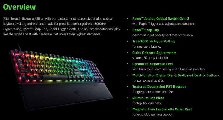 Razer Huntsman V3 Pro 8KHz gaming keyboard features (Image source: Razer PR with edits)