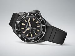The Seiko Prospex SRPL15 with a black strap, pictured against a gradient white-gray background. (Image source: Seiko)