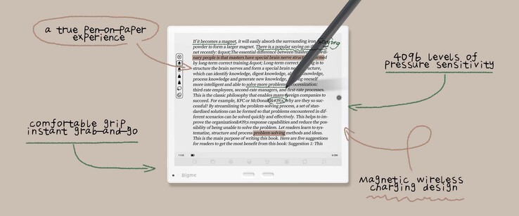 The included stylus lets you draw and write on the tablet (Image source: Bigme)