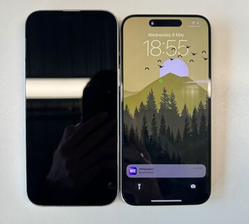 iPhone 16 Pro Max dummy next to iPhone 15 Pro Max - notice the larger footprint? (Image source: ZoneOfTech)