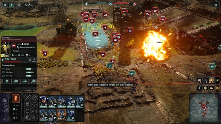 Cover is available; in the background, cluster bombs are raining down on the enemies.