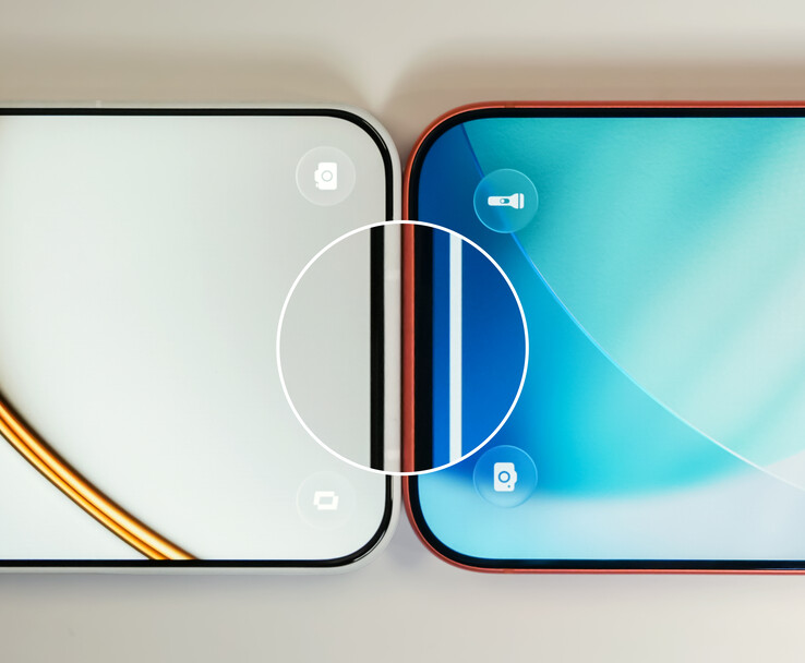 Close-up bezel comparison of the OnePlus 15T.