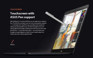 Asus ZenBook Pro 15 UX580 Asus pen support. (Source: Asus)
