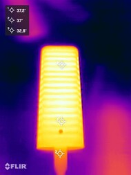 Heat buildup during the stress test (underside)