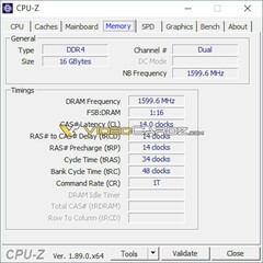CPU-Z memory info. (Source: Videocardz on Twitter)