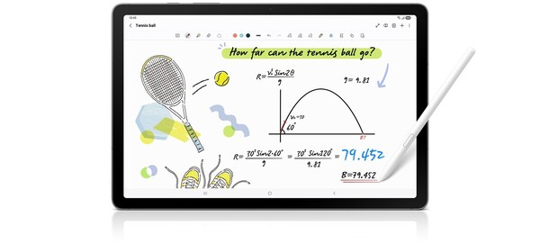 The Galaxy Tab S10 Lite has a math solving feature built into the Samsung Notes app. (Image source: Samsung)