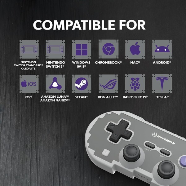 The Hyperkin Pixel Art Wireless Controller is compatible with several devices and platforms. (Image source: Hyperkin)