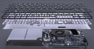 Internals of the foldable keyboard PC (Image source: Linglong on Bilibili)