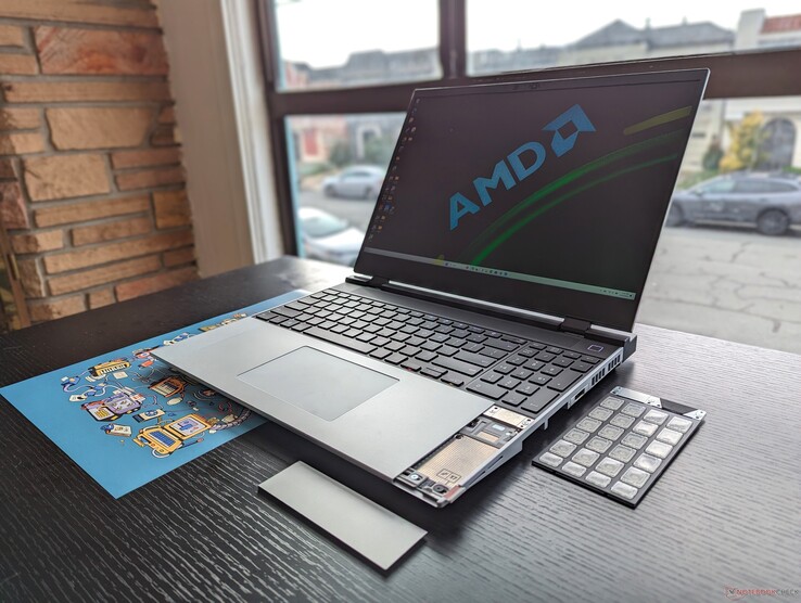 Framework Laptop 16 with palm rest cover module removed Framework Laptop 16 with palm rest cover module removed