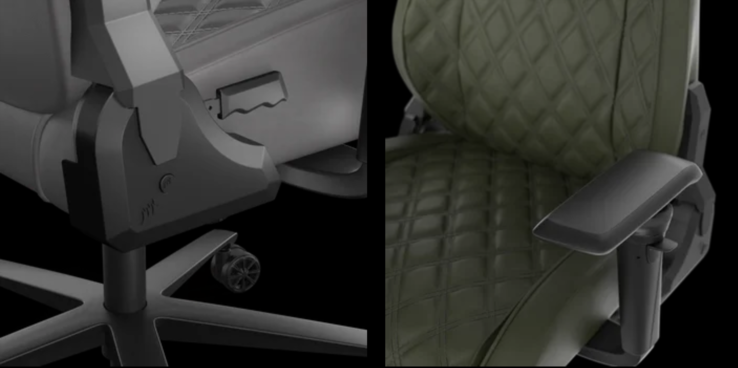 The TC500 LUXE's armrests can be adjusted side-to-side, up and down, left-to-right, and can be rotated all the way around (Source: Corsair)