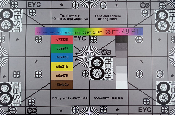 A photo of our test chart