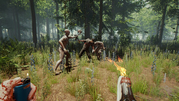 An image showing a fight in The Forest.
