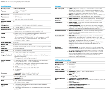 HP Omen 16 - AMD - Specifications. (Source: HP)