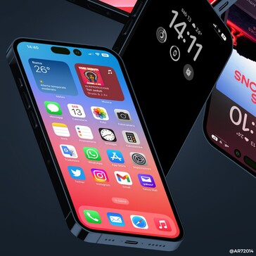 Apple iPhone 14 Pro/iOS 16 concept rendering. (Image source: @AR72014)