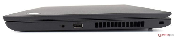 Right: Combo audio jack, USB 3.0 Gen 1, ventilation, Kensington lock