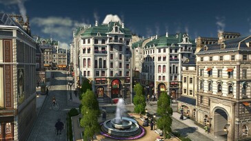 An image showing a modern city and buildings in Anno 1800.