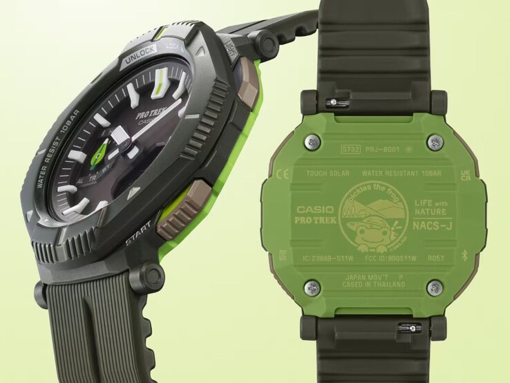The Casio Pro Trek x The Nature Conservation Society of Japan x Pickles the Frog PRJ-B001NJ-3 watch