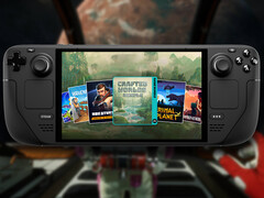 The Crafted Worlds Bundle will expire on on February 10. Pictured: Steam Deck with the cover picture of the bundle. (Image source: Steam - edited)