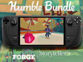 All the games within the Serenity Forge collection can be purchased for a minimum payment of $12. Pictured: Steam Deck running Smile For Me. (Image source: Humble Bundle and Steam - edited)
