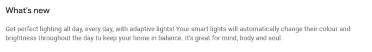 The release notes for IKEA Home Smart app version 1.36.1 for Android. (Image source: Google Play Store)