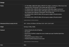 Lenovo ThinkPad P14s Gen 6 AMD specifications (image source: Lenovo)