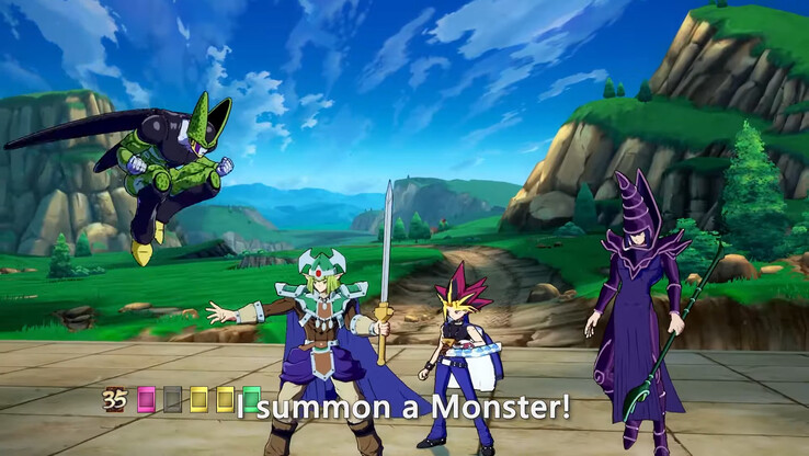 While Yugi starts with Dark Magician on the field, other monsters can be summoned for Special and Super attacks as well. (Image Credit: Kongmeng on YouTube)