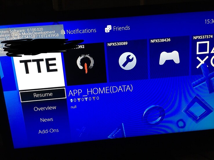 PS5 devkit UI. (Image source: 4channel)