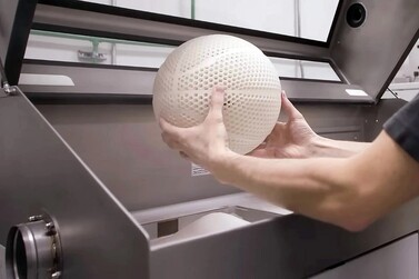 A selective laser sintering 3D printer from EOS is used to produce the ball (Image Source: Wilson)