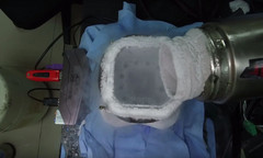 Liquid nitrogen cooler being kept topped up. (Source: Der8auer)