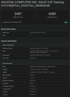 Ryzen 9 8940H Geekbench listing (image via Geekbench)