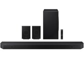 The HW-Q990D Dolby Atmos soundbar comes with two surround speaker and a wireless subwoofer (Image source: Samsung)