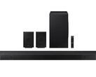 The HW-Q990D Dolby Atmos soundbar comes with two surround speaker and a wireless subwoofer (Image source: Samsung)