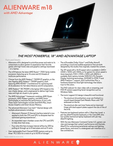 Alienware m18 features (Source: Dell)