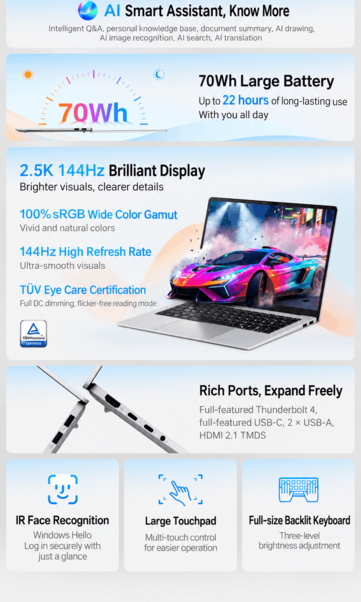 Asus Vivobook 14 display, battery and connectivity features (machine translated)
