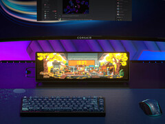 The Corsair Xeneon Edge being used beneath a primary monitor. (Image source: Corsair)