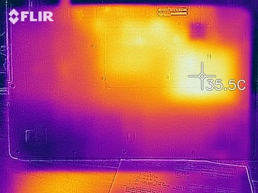 Heat map of the bottom of the device at idle