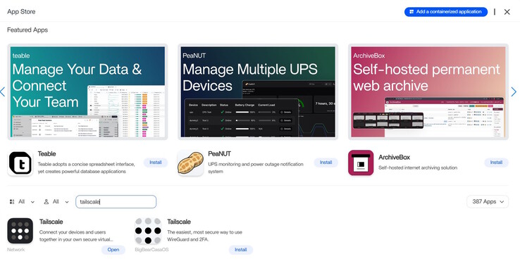 Searching for Tailscale in the ZimaOS app store. The version from BigBearCasaOS might be more up to date.
