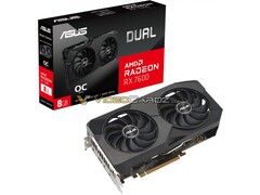 ASUS reportedly won't be introducing new cooler designs for its RX 7600 cards. (Source: ASUS/VideoCardz)