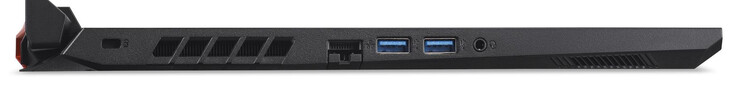 Left side: Slot for a cable lock, Gigabit Ethernet, 2x USB 3.2 Gen 1 (Type A), audio combo