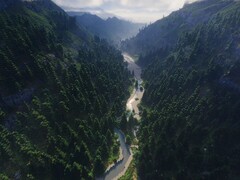 A screenshot of Plopidr_'s project unveiled on Reddit, showing a river and a forest. (Image source: Plopidr_'s - Reddit)