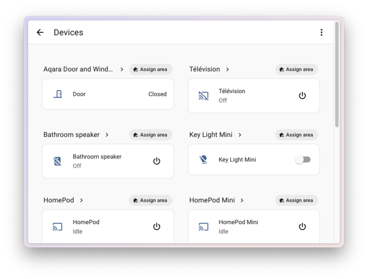 The new Home Assistant 'Assign area’ actions in Devices